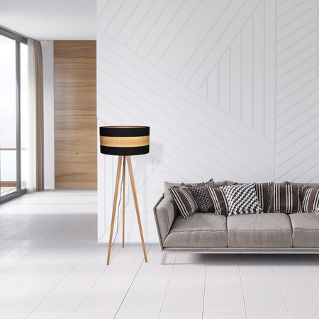 Milagro Lampa stojąca TERRA 1xE27 MLP6293 Czerń / Naturalne drewno