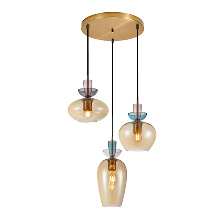 Lampa wisząca Italux Fanda PND-31882-3A-GD-AMB Złoty