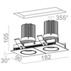 Lampa wpuszczana AQForm Hollow x 2 Square Move LED Recessed Czarny Struktura