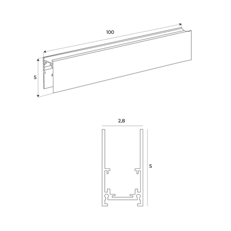 MAXLIGHT MT0001 SZYNA MAGNETYCZNA GŁĘBOKA, NATYNKOWA, 1 METR, CZARNA