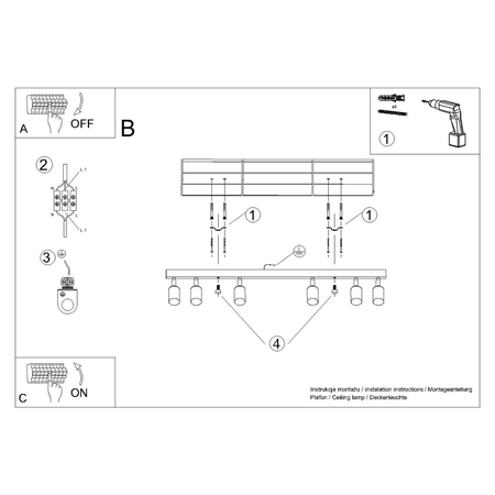 Sollux Lighting Plafon WINX 6L czarny/miedź SL.1380