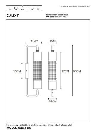 Kinkiet Lucide CALIXT 05233/01/30 czarny