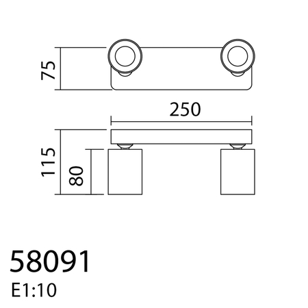 Lampa sufitowa/ścienna GOT R2 czarny 2xGU10