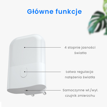 Eko-Light Lampka Wtykowa Pati 2700K + PIR EKW1440 BIAŁY
