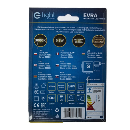 Eko-Light Oprawa schodowa EVRA Barwa Ciepła 3000K EKS4352 BIAŁY / SREBRNY