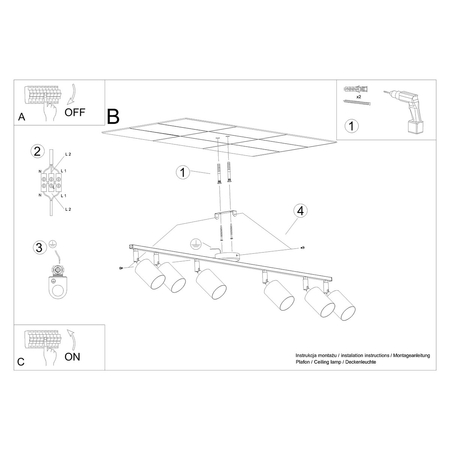 Sollux Lighting Plafon LEMMI 6L czarny SL.1169
