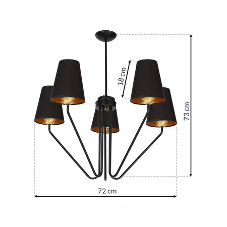 Milagro Żyrandol VICTORIA BLACK 5xE27 MLP4913 CZARNY