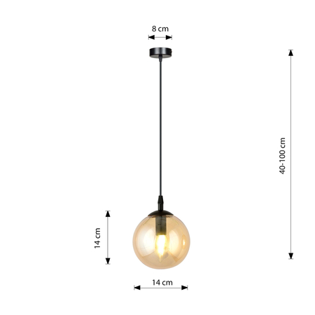 Lampa wisząca COSMO 1 BL MIODOWY Emibig 713/1 czarny/złoty
