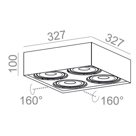 Lampa natynkowa AQForm Squares Mini 111 x 4 Sq Qrled Surface Biały Struktura