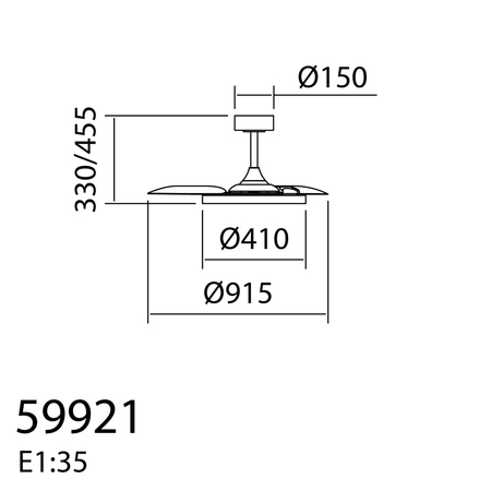 Wentylator CORFU XS BK Ø91 DC 30W 3A LED 36W CCT zmienna barwa, pilot