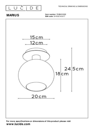 Lampa sufitowa Lucide MARIUS 74114/01/02
