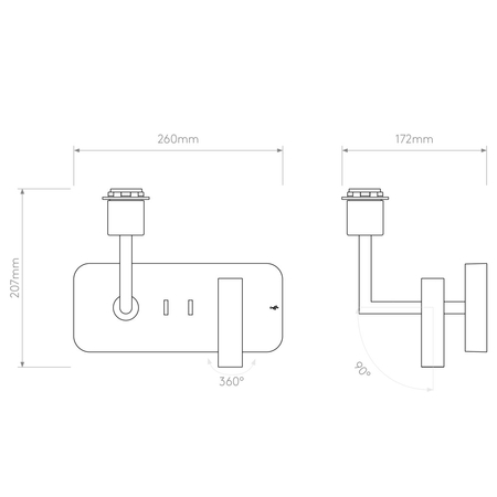 Kinkiet Astro Side by Side Grande USB 1406013 Matowy Czarny