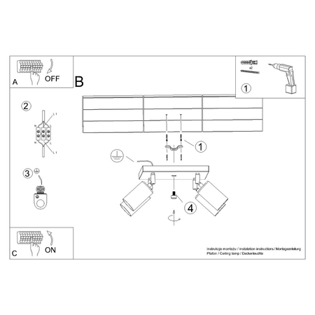 Sollux Lighting Plafon WINX 4 czarny/chrom SL.1370