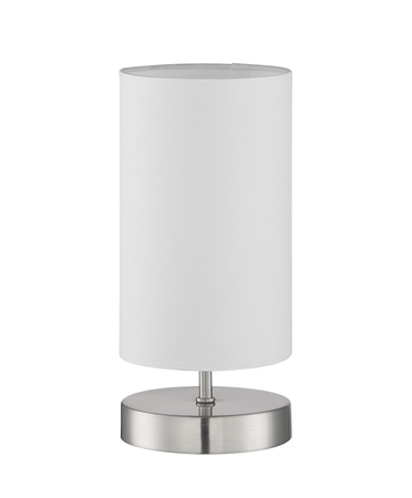 Lampa stołowa SUNNY chrom matowy E14 abażur biały włącznik dotykowy