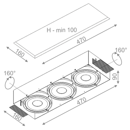 Lampa wpuszczana AQForm Squares 111 x 3 Qrled 230V Trimless Recessed Biały Struktura