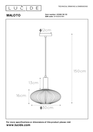 Lampa wisząca Lucide MALOTO 45386/30/33 zielony