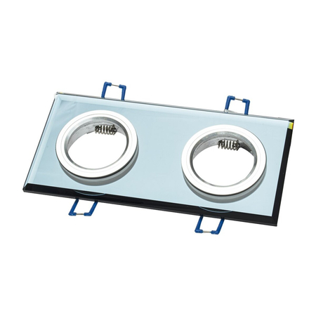 Eko-Light Oczko sufitowe szklane KWADRATOWE 2xGU10 Kolor: SREBNY EKOS919 SREBRNY