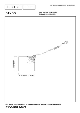 Lampa stołowa Lucide DAVOS 10518/20/60 czarny