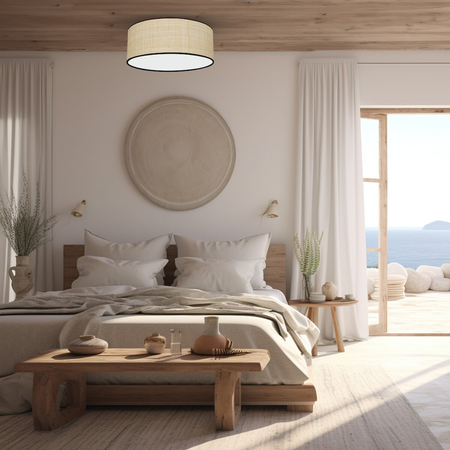 Milagro MARSHALL NEW / RATTAN 2xE27 Ø40cm MLP71067 BIEL / RATTAN