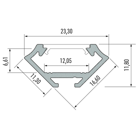 Eko-Light PROFIL ALUMINIOWY SREBRNY TYP Z 2m + KLOSZ MLECZNY EKPR0095