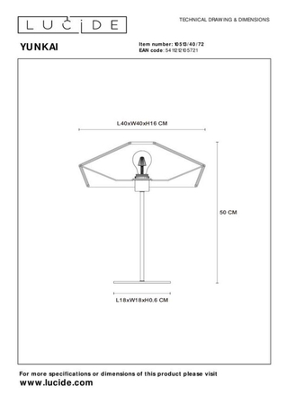 Lampa stołowa Lucide YUNKAI 10513/40/72 drewniany