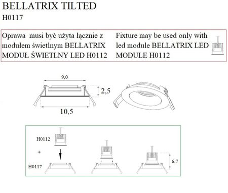 Oprawa wpuszczana Maxlight BELLATRIX H0117 biały