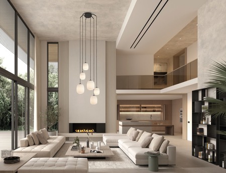 Lampa wisząca JAP czarny mat 6xE27 szkło mleczne