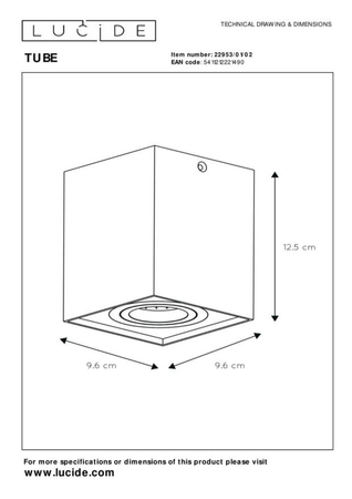 Oczko Lucide TUBE 22953/01/02 złoty