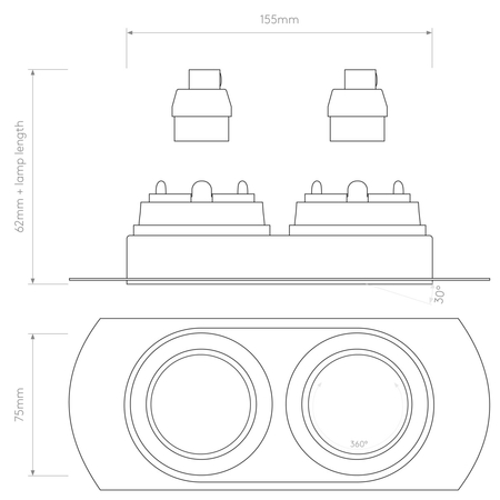 Spot Astro Trimless Round Twin Adjustable 1248021 Matowy Biały