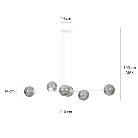 Lampa wisząca ROSSI 6 WH GRAFIT Emibig 878/6 biały/czarny