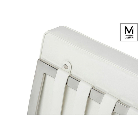 MODESTO fotel BARCELON biały - ekoskóra, stal polerowana