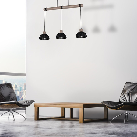 Milagro Lampa wisząca ERIK Sawn black/Patinated wood 3XE27 MLP7640 PRZECIERANY CZARNY / DREWNO PATYNOWANE