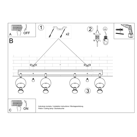 Sollux Lighting Plafon OCULARE 4L czarny SL.0447