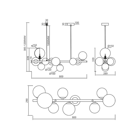 Milagro Lampa wisząca MILA 10xG9 ML0335 CZARNY