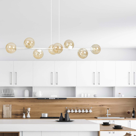 Lampa wisząca ROSSI 8 WH MIODOWY Emibig 879/8 biały/beżowy