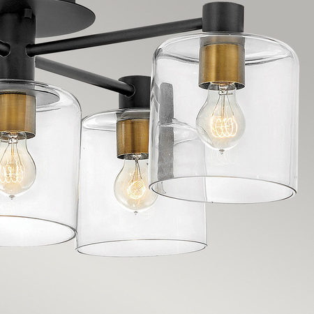 Półplafon Axel - 5 źródeł światła - Czarny / Stary mosiądz Quintiesse QN-AXEL5-BK