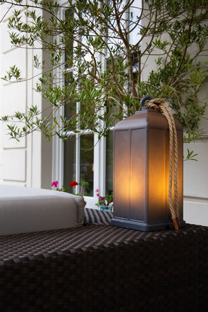 Latarnia LED Lampa solarna zewnętrzna ogrodowa przenośna 2900K Biała ciepła 45cm antracyt 42501S