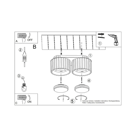 Sollux Lighting Plafon AURA 2 burgund Gx53 SL.1823