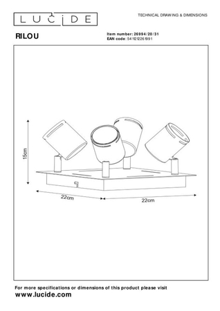 Reflektor Lucide RILOU biały/srebrny 26994/20/31