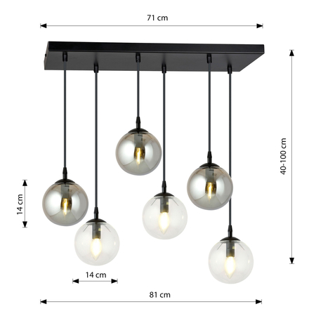 Lampa wisząca COSMO 6 BL MIX2 Emibig 714/6M2 czarny