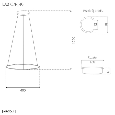 Lampa wisząca Ledowe Okręgi No.1 40cm 4k srebrna Dali