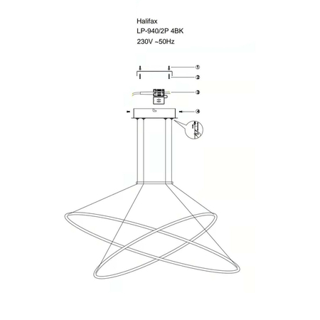 Lampa wisząca Halifax 2xLED czarna LP-940/2P BK CCT