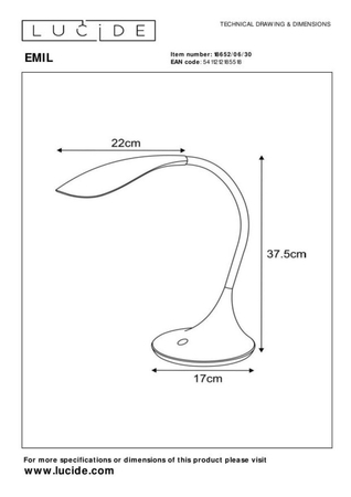Lampa biurkowa Lucide EMIL czarny 18652/06/30