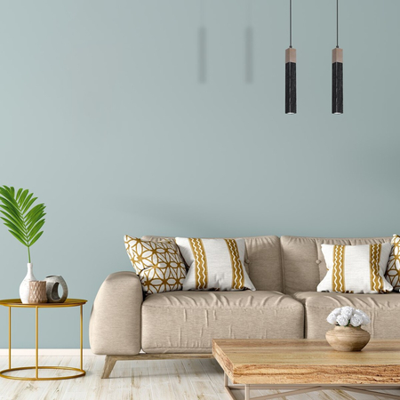 Milagro Lampa wisząca SOLO SAWN BLACK / PATINATED WOOD 1x mini GU10 MLP7469 PRZECIERANY CZARNY / DREWNO PATYNOWANE