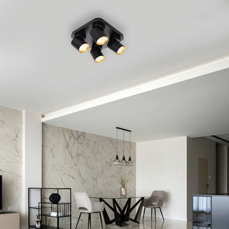 Milagro Lampa Sufitowa Andy 4xGU10 Kwadrat Czarny + Złoty ML9941 CZARNY / ZŁOTY