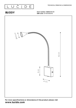 Kinkiet Lucide BUDDY biały/srebrny 18293/03/31