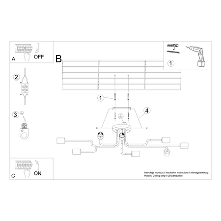 Sollux Lighting Żyrandol VECTOR 8 czarny SL.1448