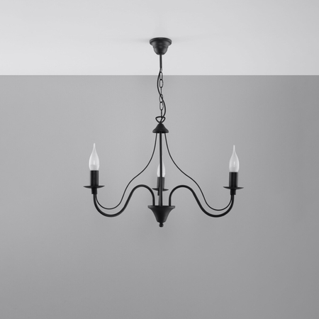 Sollux Lighting Żyrandol MINERWA 3 czarny SL.0217