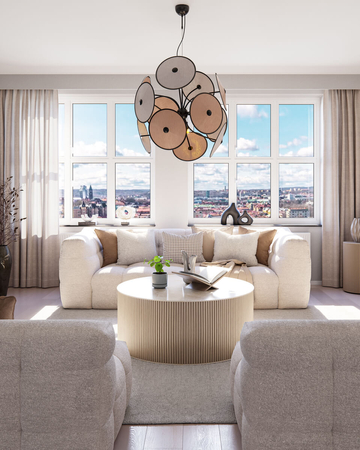 Lampa wisząca By Rydens Cappello 4202290-4002 czarny matowy/beżowy