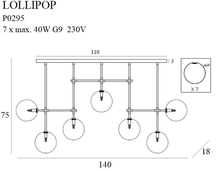 Lampa wisząca Maxlight LOLLIPOP7 P0295 mosiądz